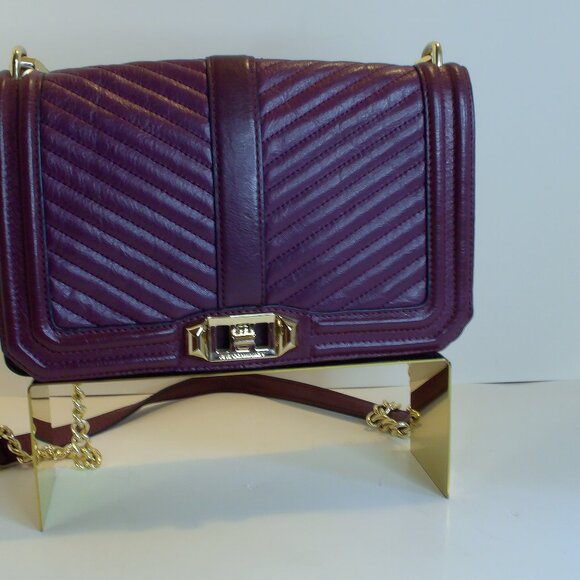 Rebecca Minkoff, Chevron Medium, in a Plum Color with Gold Hardware - Picture 1 of 6